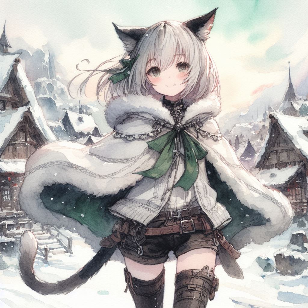 雪の村の猫耳少女